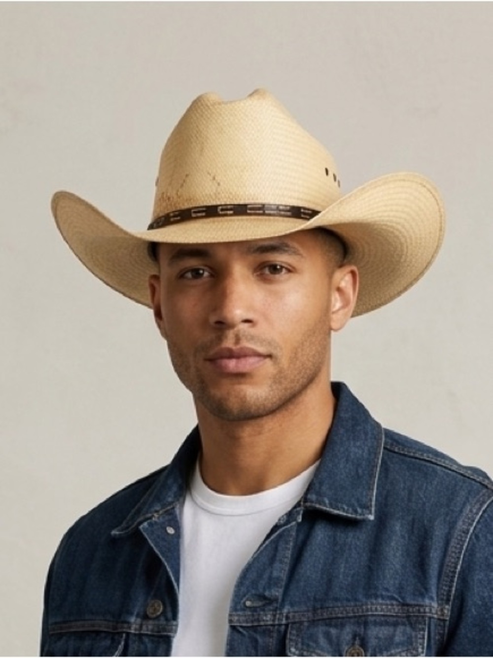 Stallion By Stetson Straw Woven‎ Western Men’s Cowboy Hat Size 7 3/8 USA